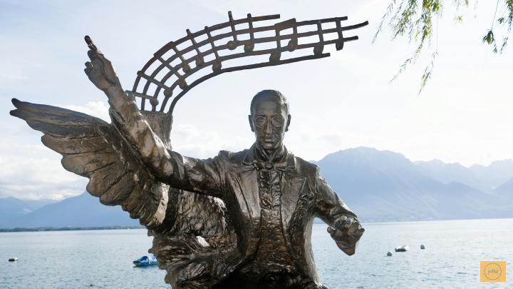 Sculpture of Igor Stravinsky by Lake Geneva